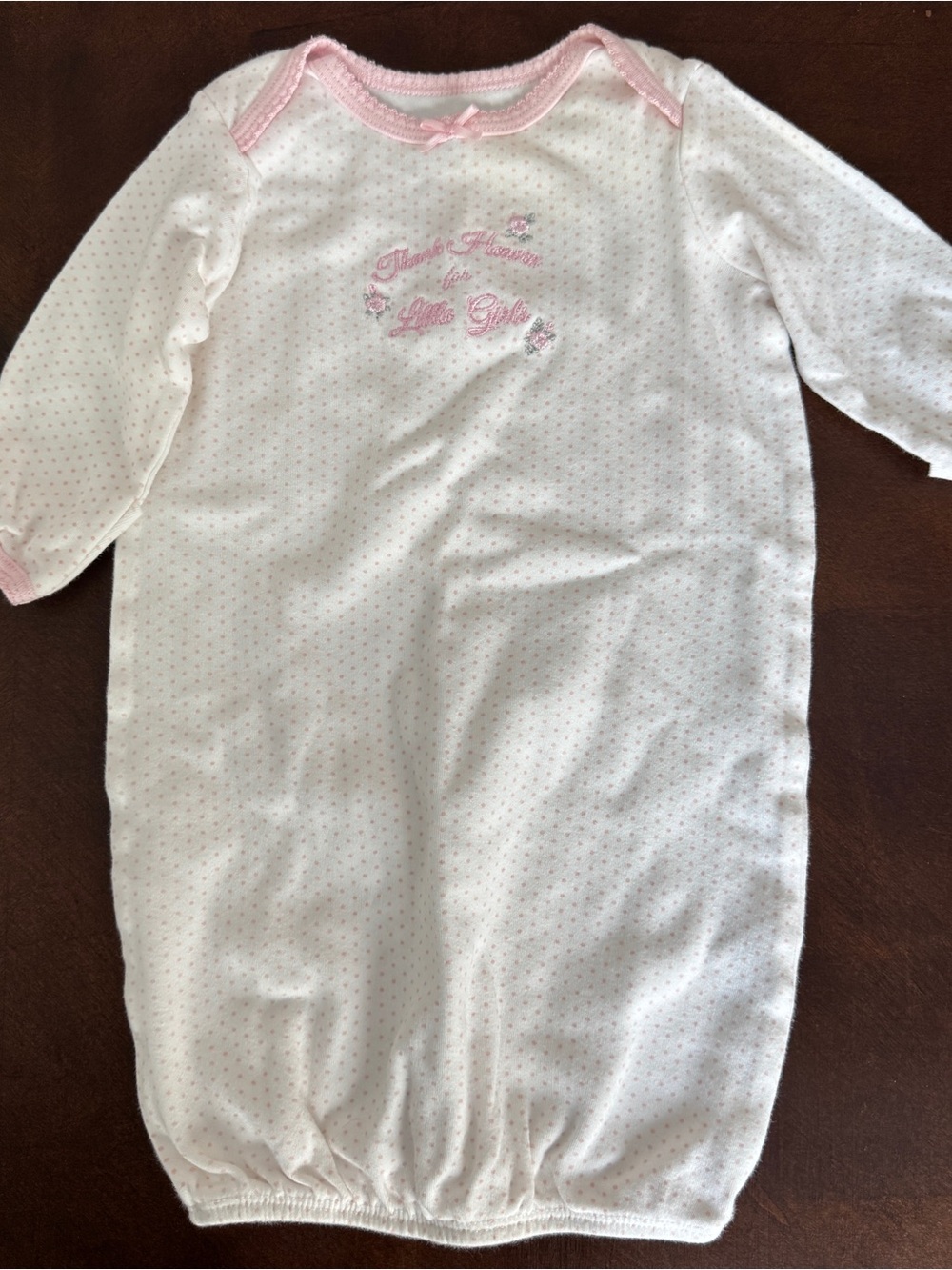 Little Me White Sleep Sack with Pink Trim